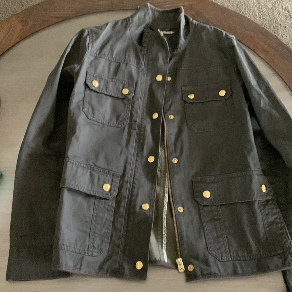J. Crew Water Resistant Resin-coated twill field jacket Mossy Brown Green Sz S - Picture 6 of 12